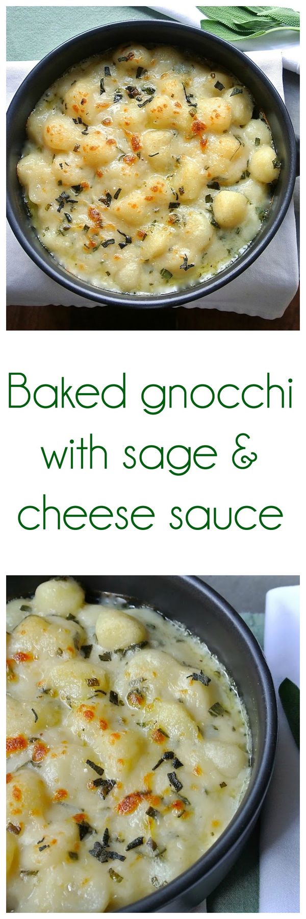 Baked gnocchi with sage and cheese sauce