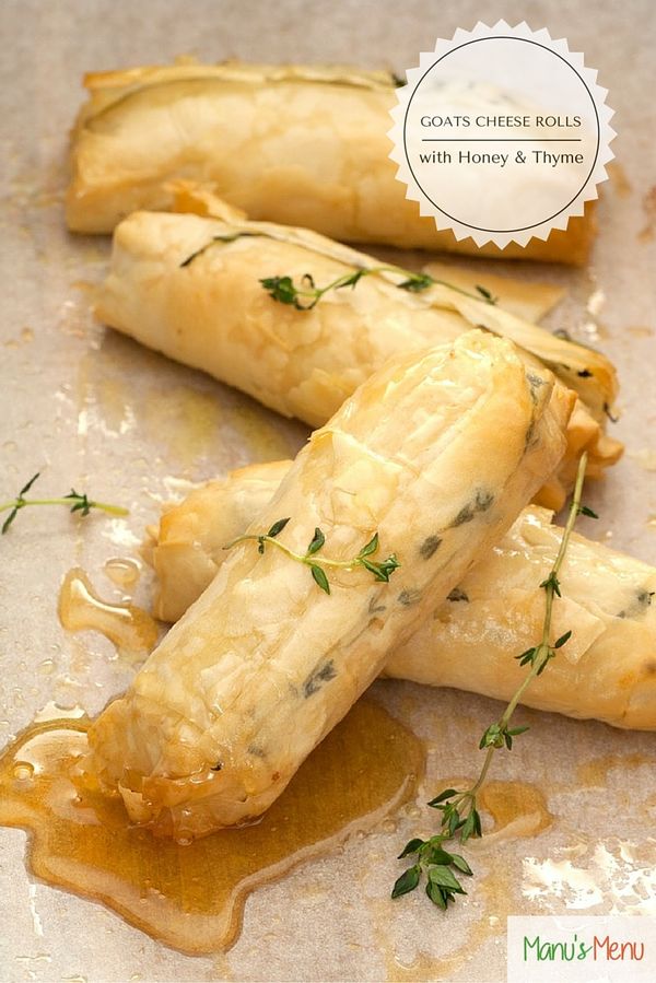 Baked Goats Cheese Rolls with Honey and Thyme