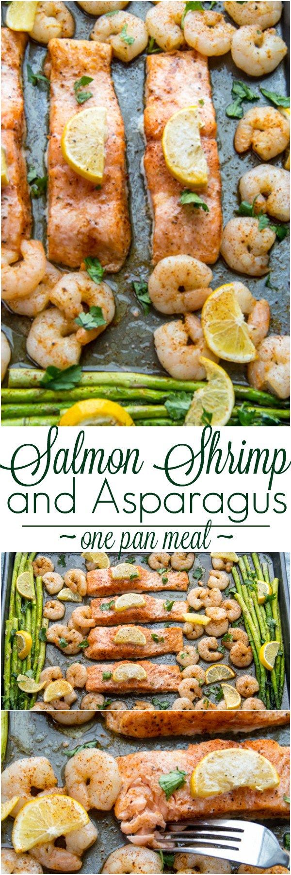 Baked Salmon Shrimp and Asparagus