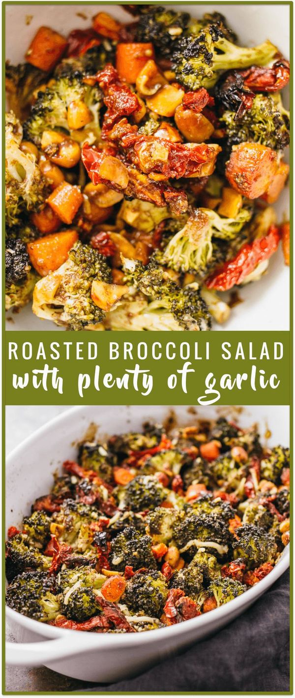 Balsamic roasted broccoli salad with garlic