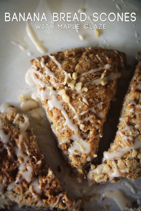 Banana Bread Scones with Maple Glaze