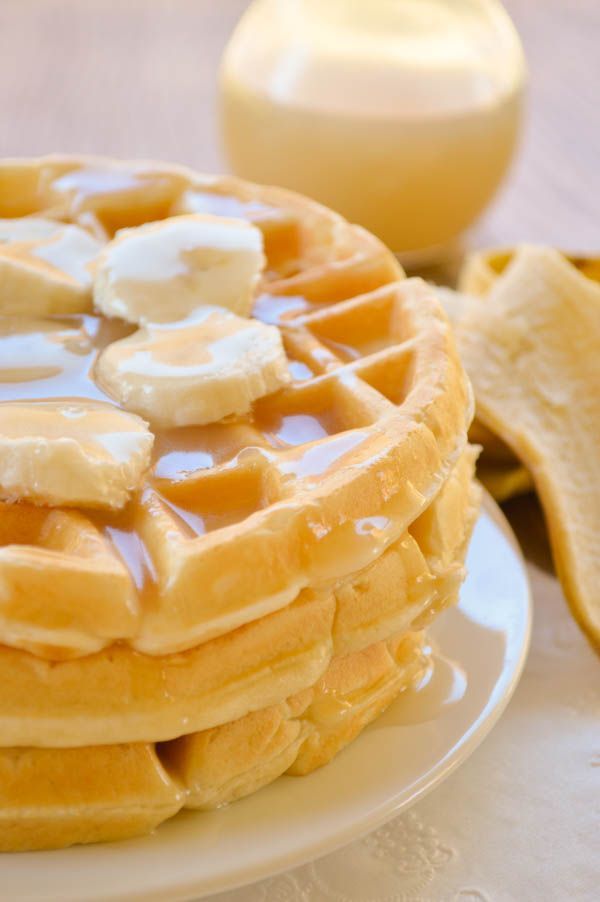 Banana Cream Waffles with Homemade Vanilla Syrup