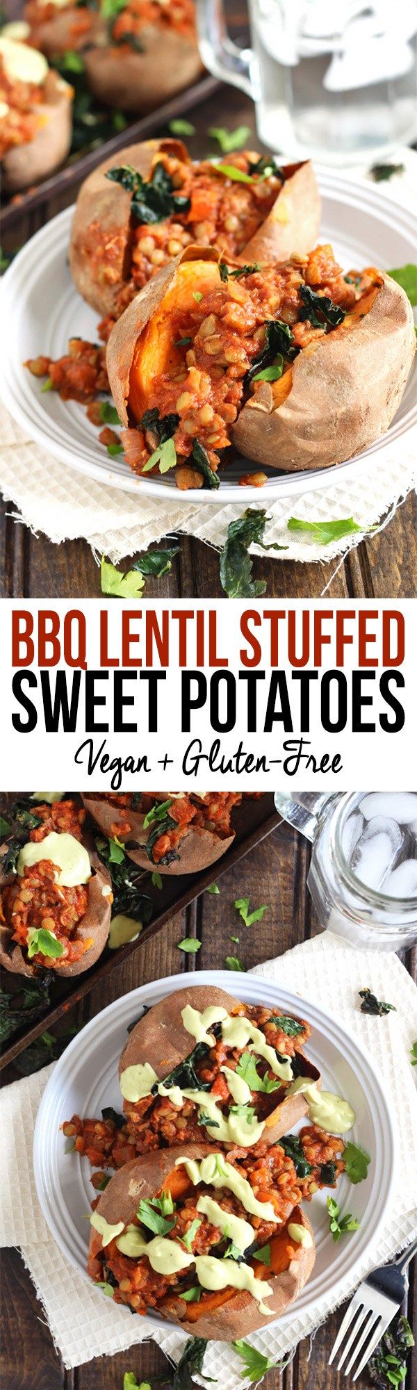 Barbecue Lentil Stuffed Sweet Potatoes