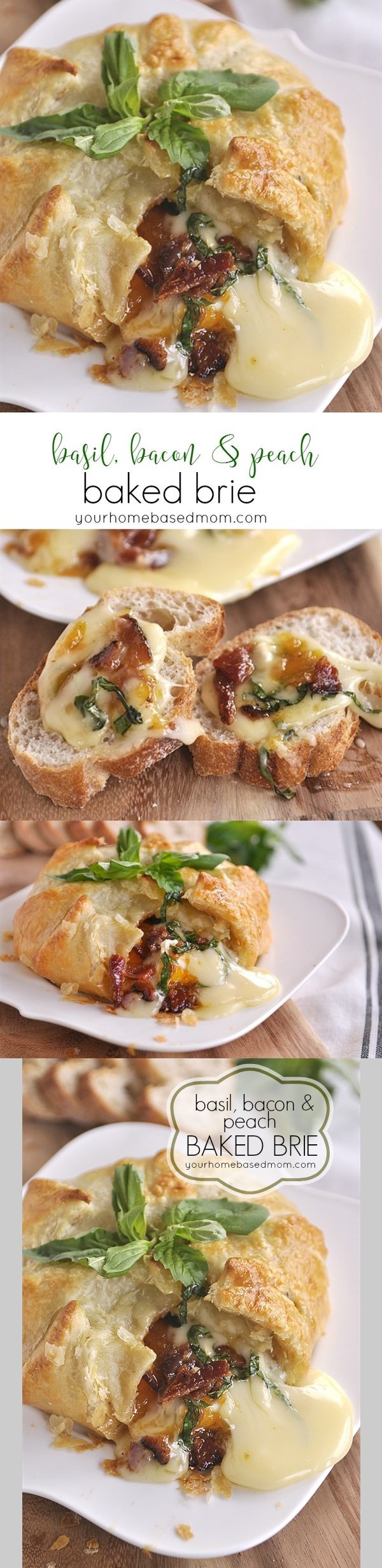 Basil, Bacon & Peach Baked Brie