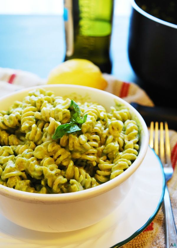 Basil, Lemon & Avocado Creamy Pasta (Gluten, Dairy, Egg, Soy, Peanut, Tree nut Free; Top 8 Free, Vegan