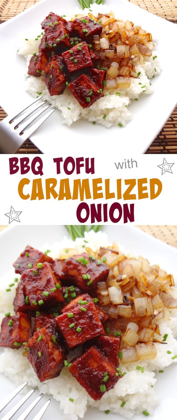BBQ Tofu with Caramelized Onions