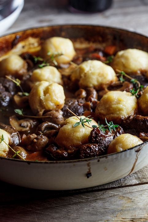 Beef shin stew with Parmesan dumplings