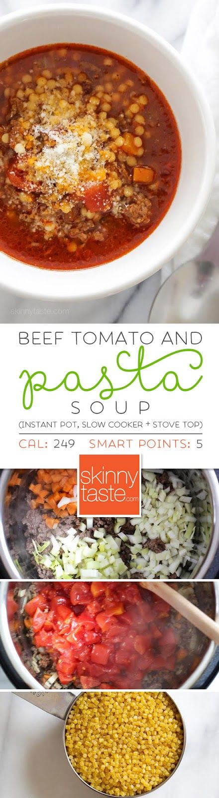 Beef, Tomato and Acini di Pepe Soup (Instant Pot, Slow Cooker + Stove Top