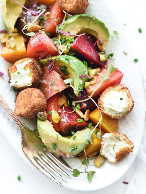 Beet, Avocado and Fried Goat Cheese Salad