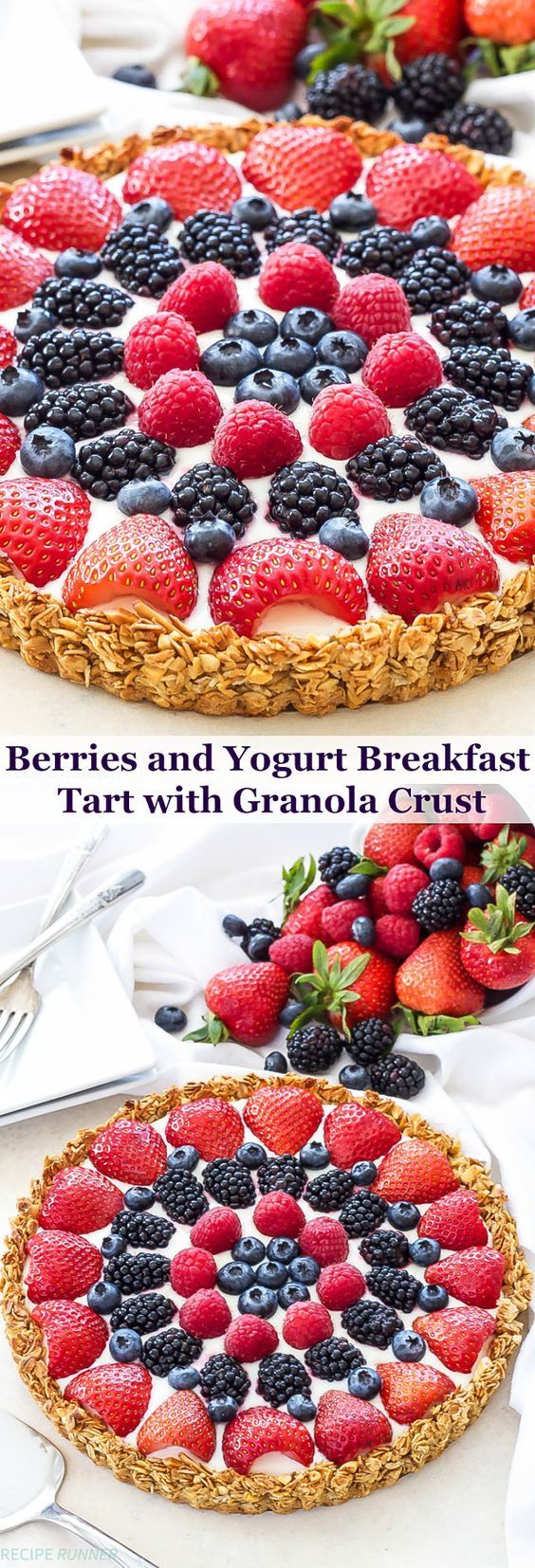 Berries and Yogurt Breakfast Tart with Granola Crust