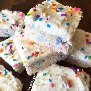 Birthday Cake Protein Blondies