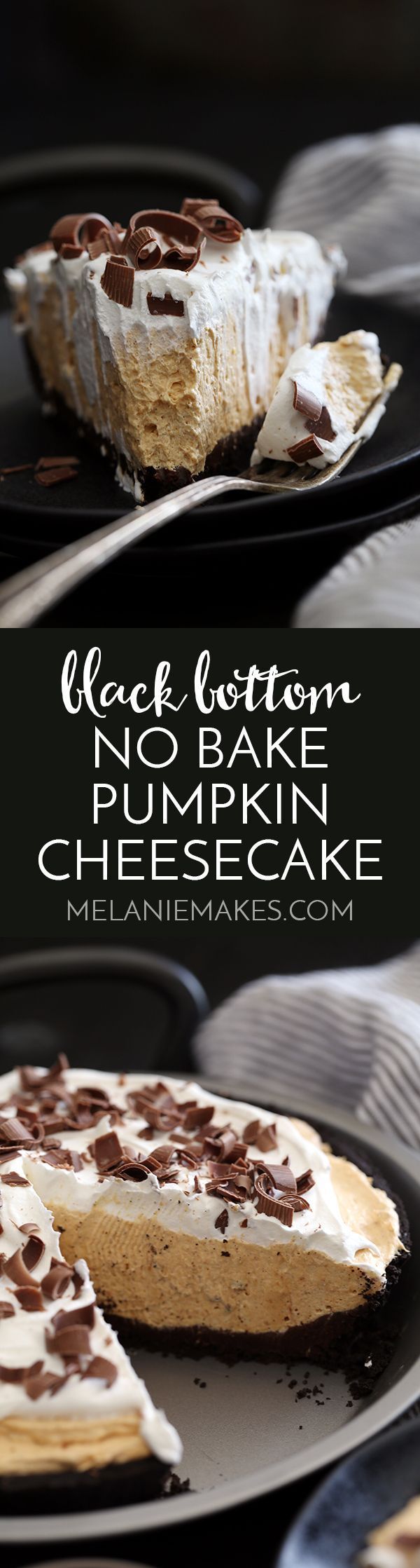 Black Bottom No Bake Pumpkin Cheesecake