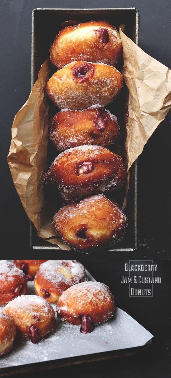 Blackberry Jam & Custard Donuts