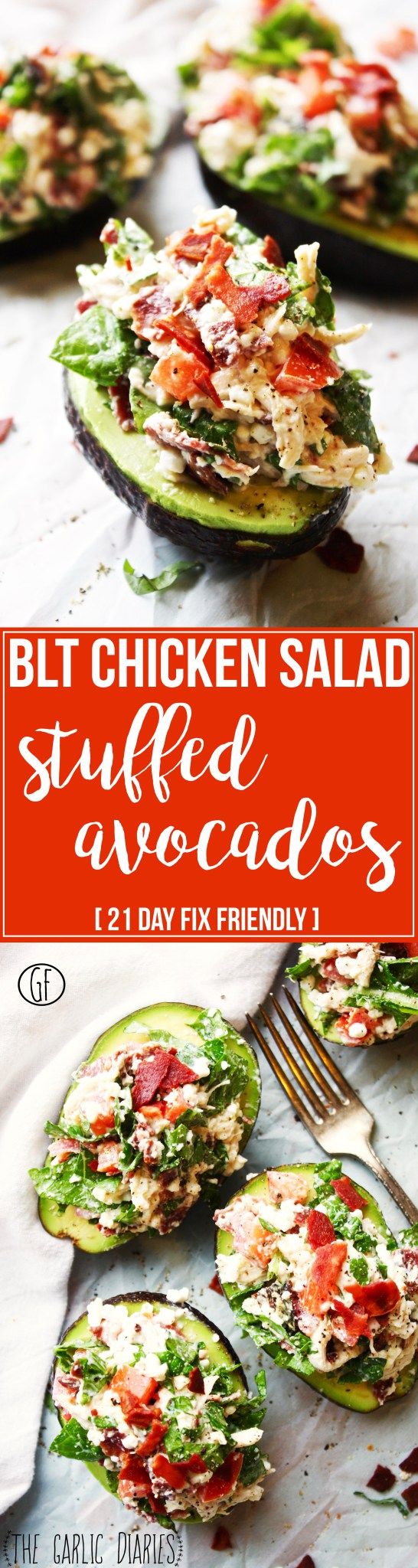 BLT Chicken Salad Stuffed Avocados