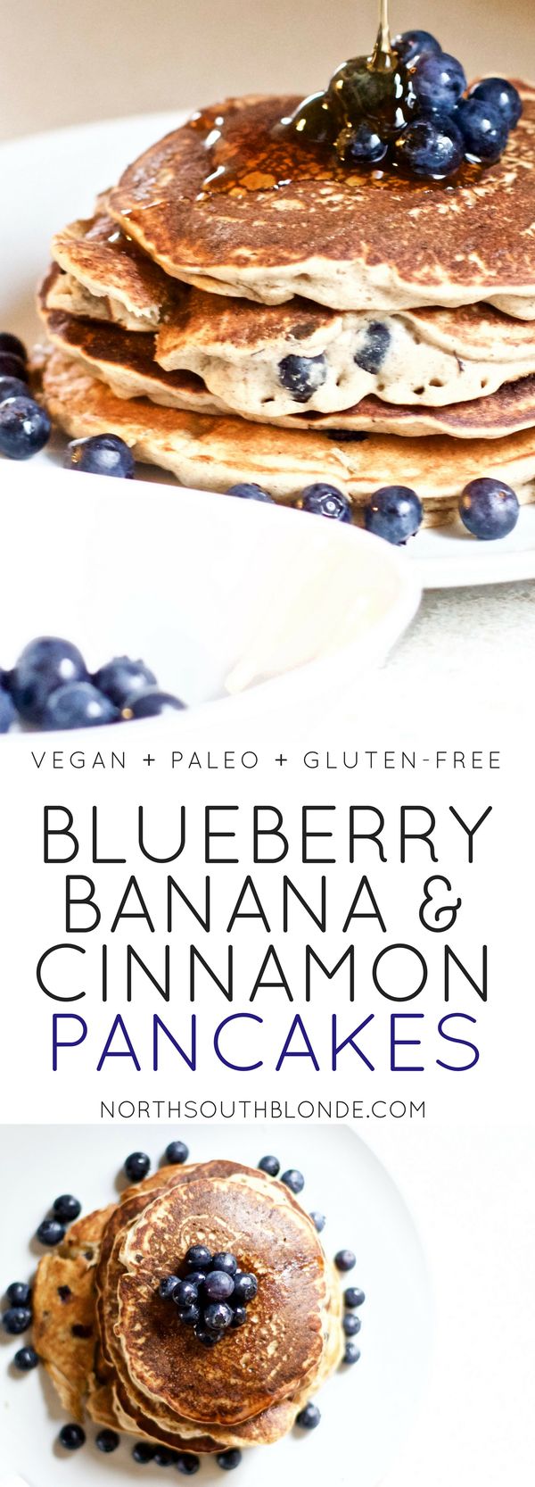 Blueberry Banana Cinnamon Pancakes (Vegan, Gluten-Free, Paleo