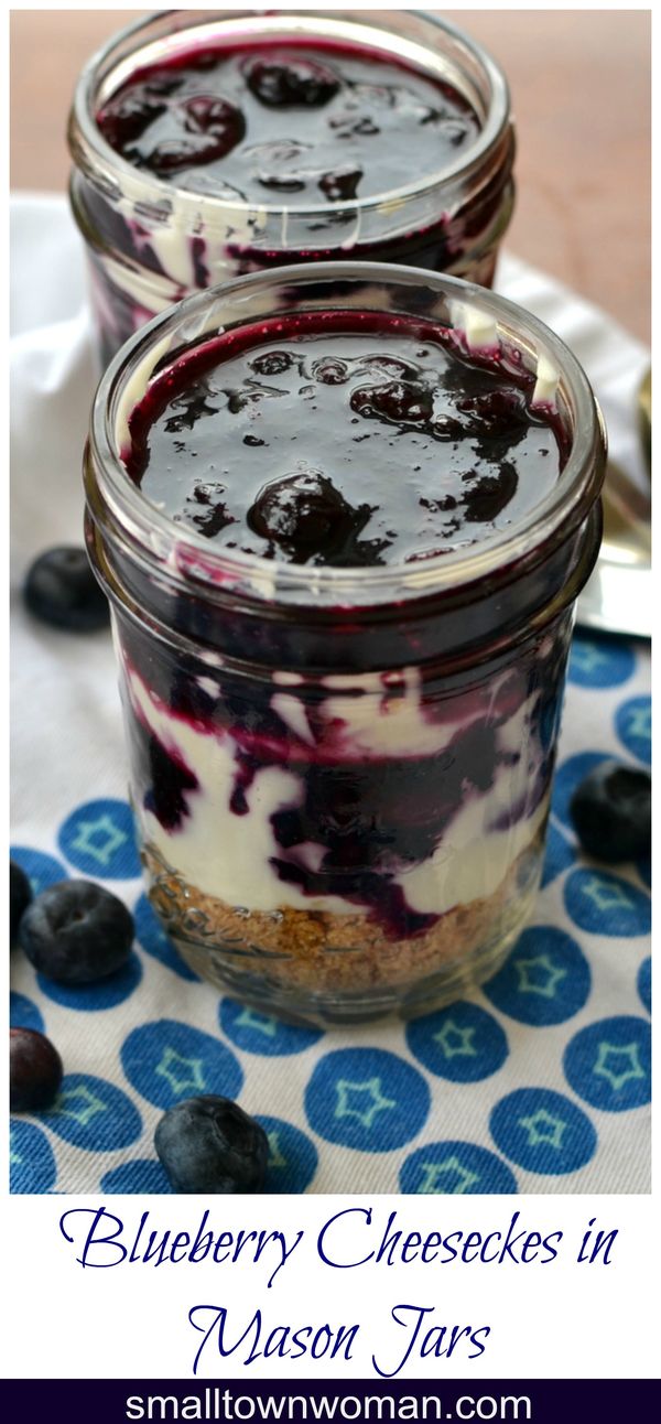 Blueberry Cheesecake in Mason Jars