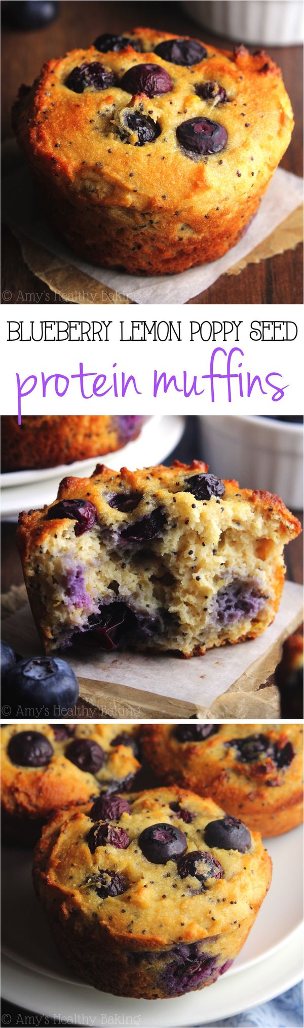 Blueberry Lemon Poppy Seed Protein Muffins