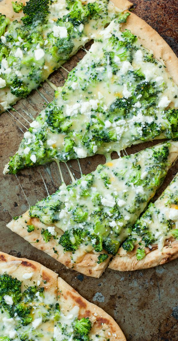 Broccoli and Cheddar Four-Cheese Pizza