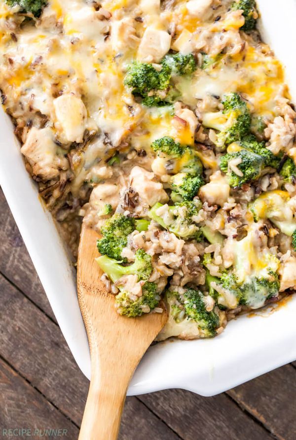 Broccoli, Chicken and Cheese Wild Rice Casserole