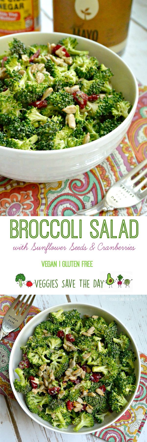 Broccoli Salad with Sunflower Seeds and Cranberries