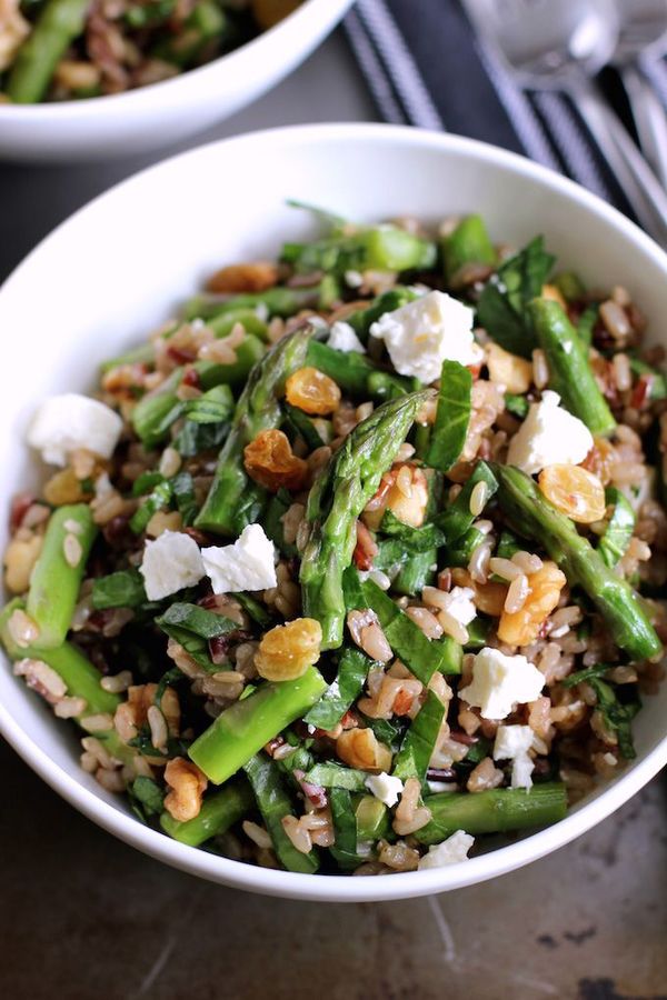 Brown Rice Salad with Asparagus and Spinach