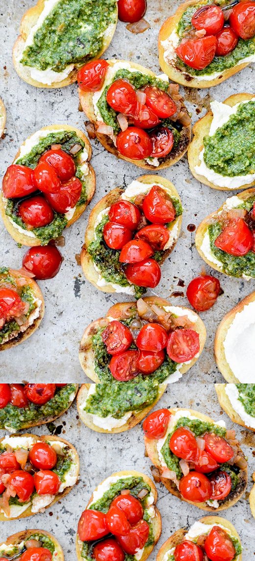 Bruschetta with Ricotta and Pesto