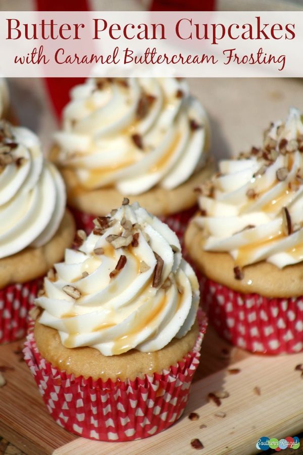 Butter Pecan Cupcakes with Caramel Buttercream Frosting