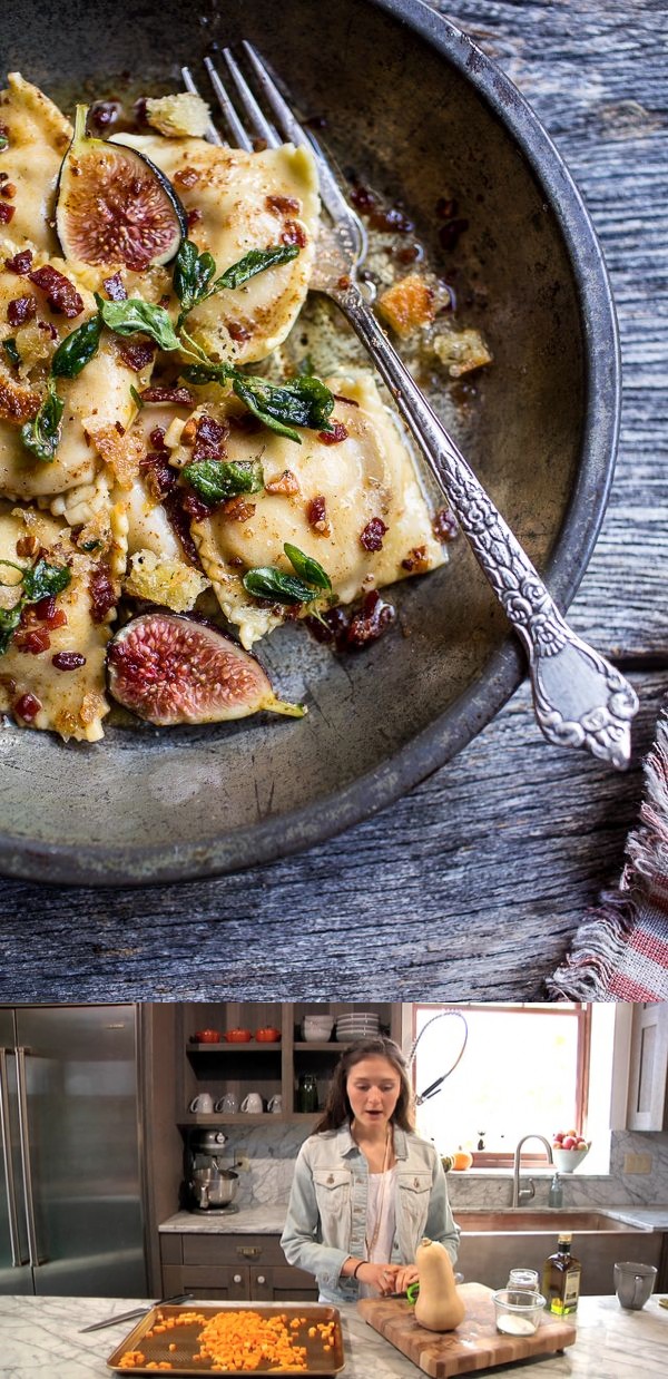 Butternut Squash and Goat Cheese Ravioli with Browned Butter + Oregano Bread Crumbs