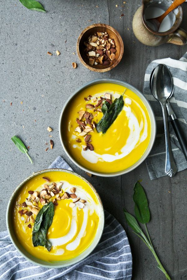 Butternut Squash, Coconut & Turmeric Soup + Crispy Sage