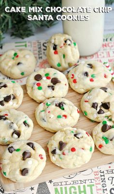 Cake Mix Chocolate Chip Santa Cookies