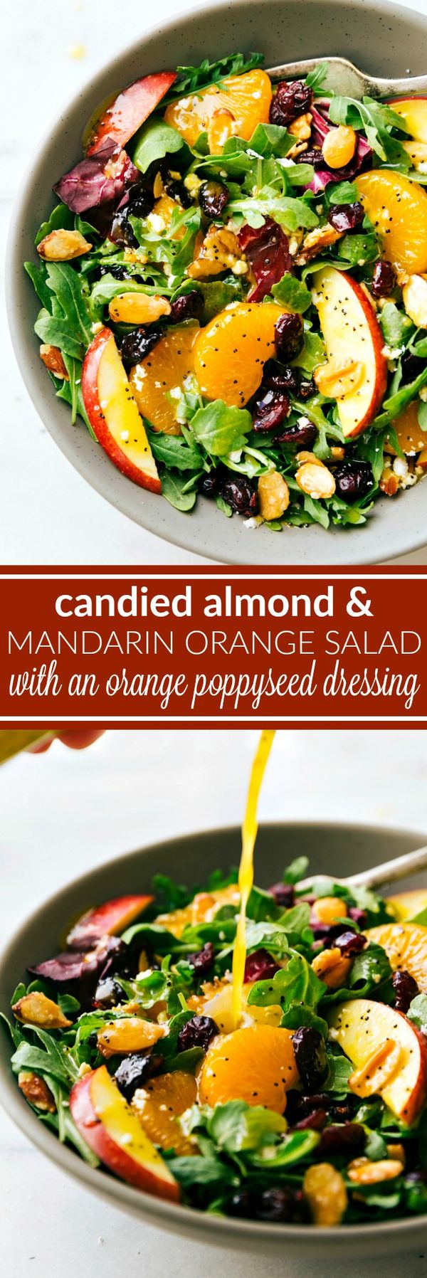 Candied Almond, Mandarin, and Apple Salad with an Orange Poppyseed Dressing