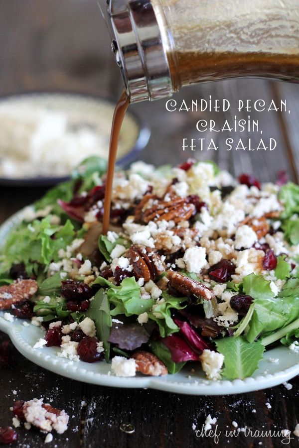 Candied Pecan, Craisin, Feta Salad with Creamy Balsamic Vinaigrette