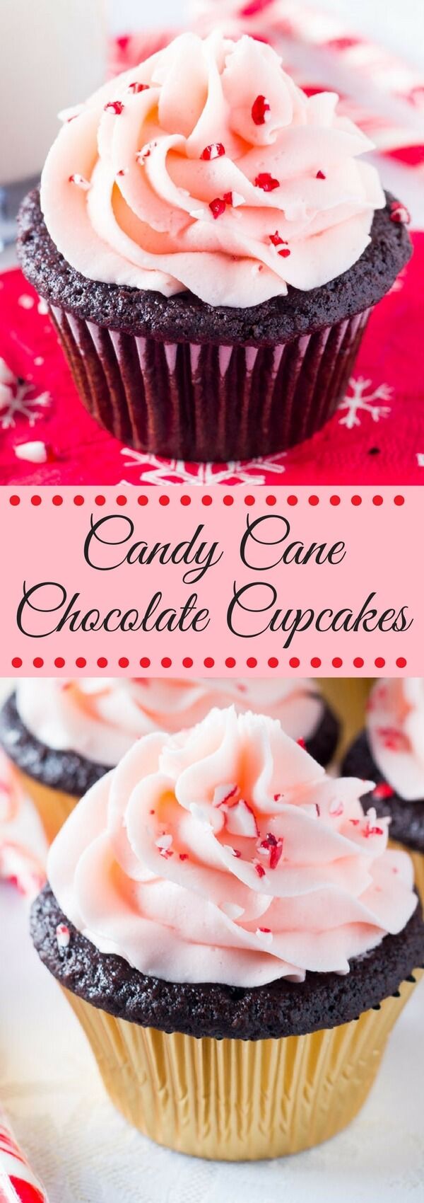 Candy Cane Chocolate Cupcakes