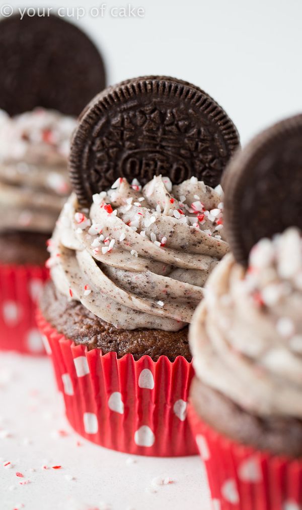 Candy Cane Oreo Cupcakes