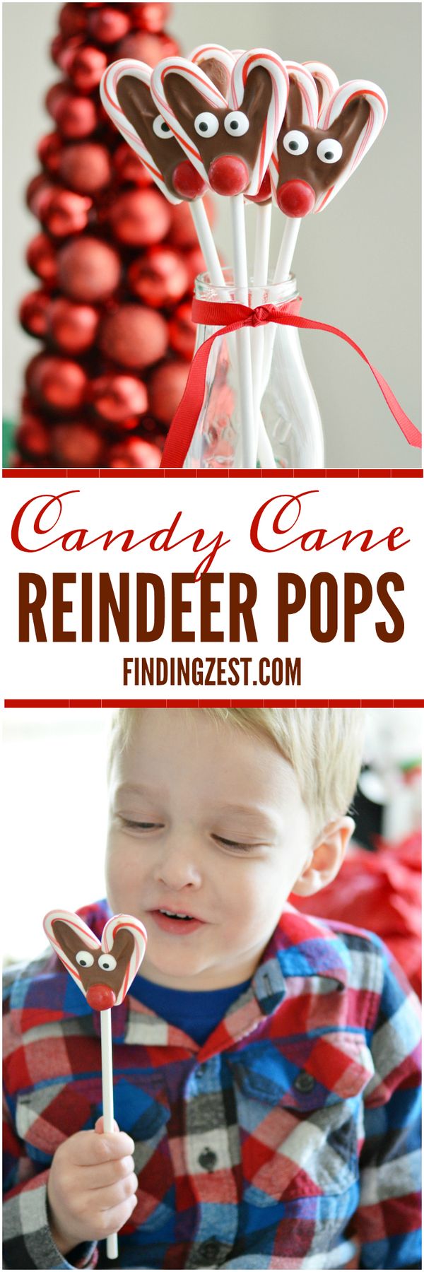 Candy Cane Reindeer Pops