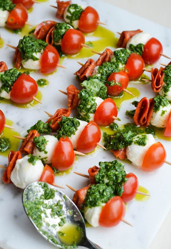 Caprese bites with basil vinaigrette