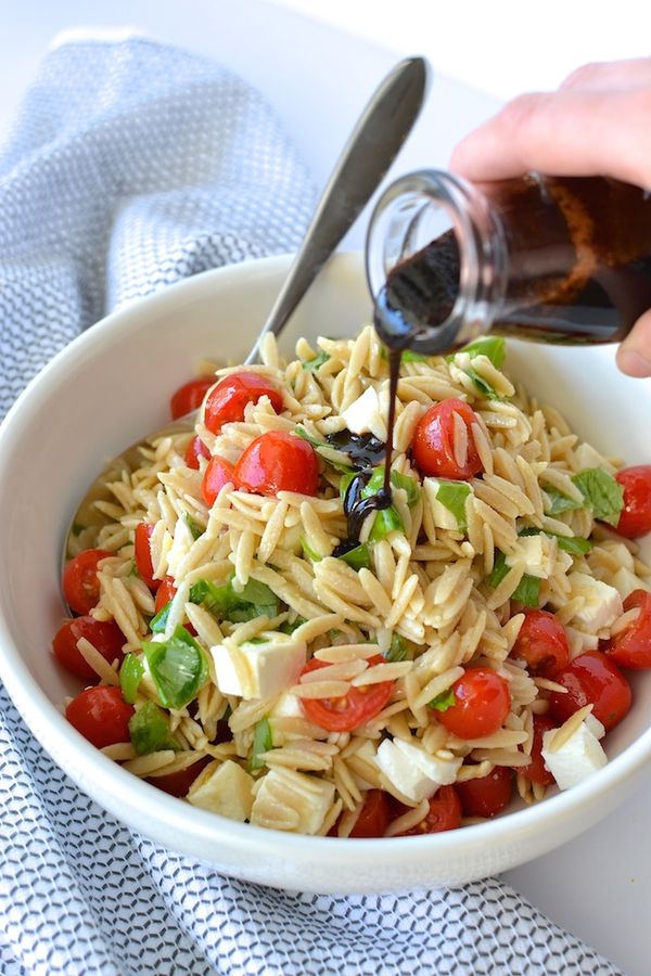 Caprese Orzo Salad with Balsamic Syrup