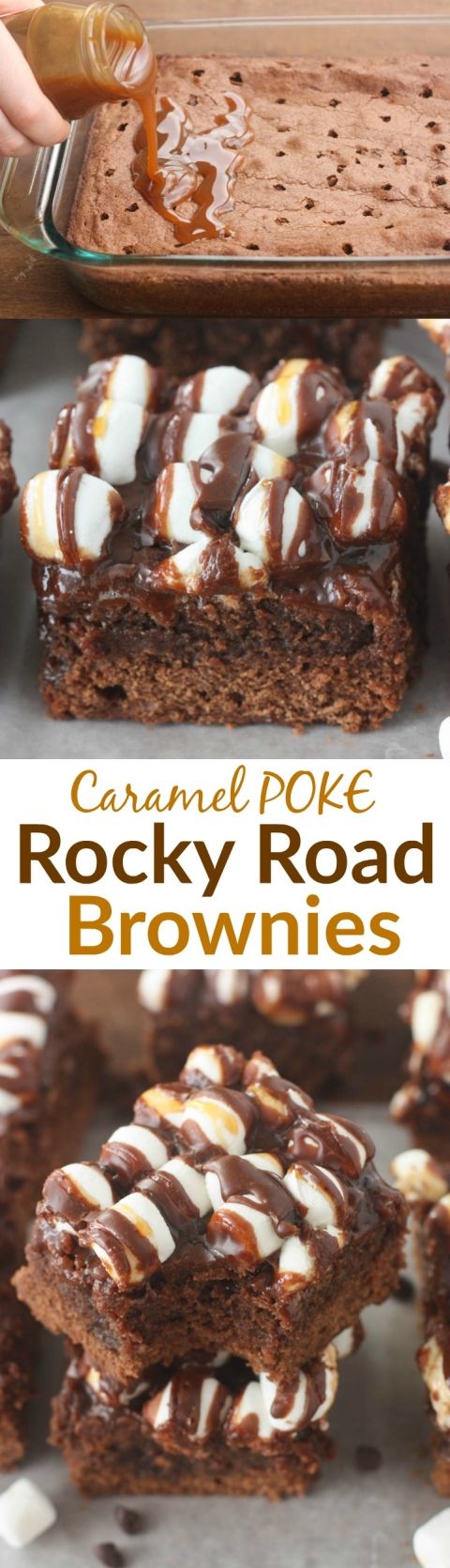 Caramel Poke Rocky Road Brownies