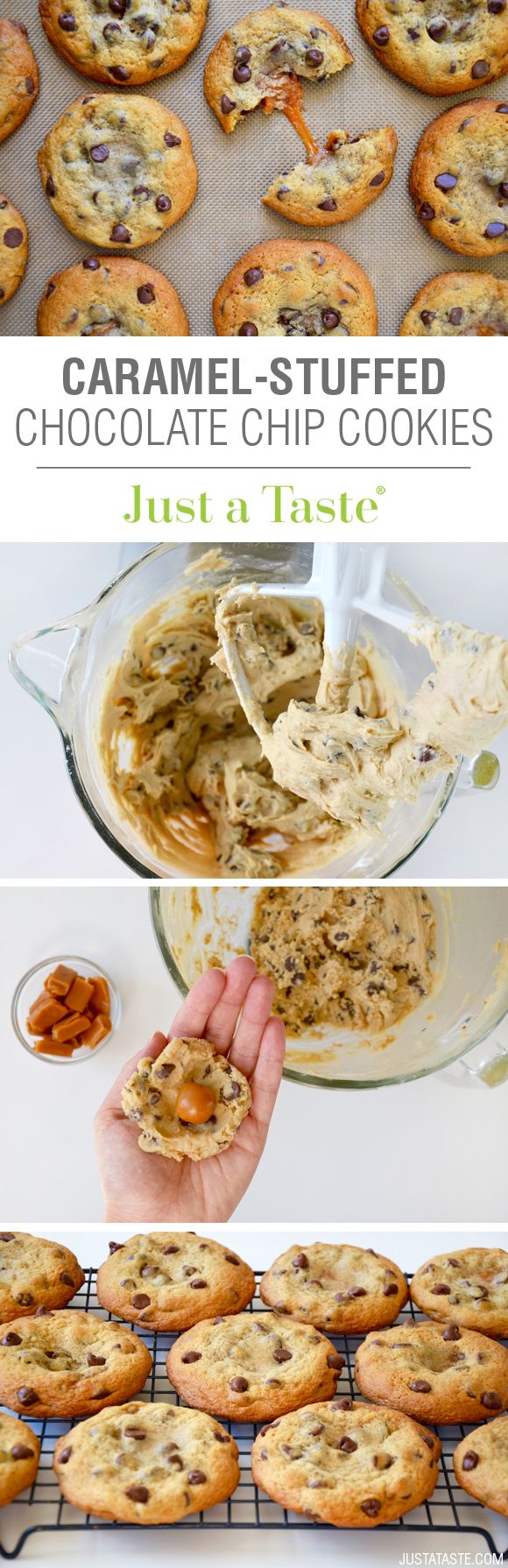 Caramel-Stuffed Chocolate Chip Cookies