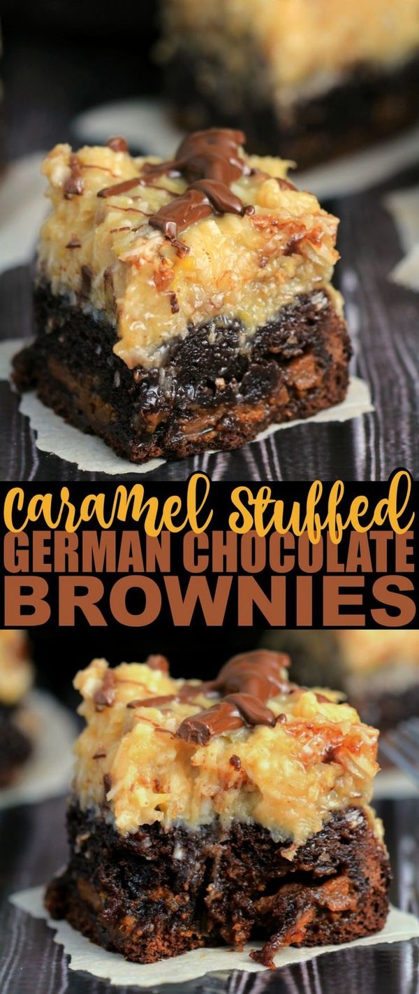 Caramel Stuffed German Chocolate Brownies