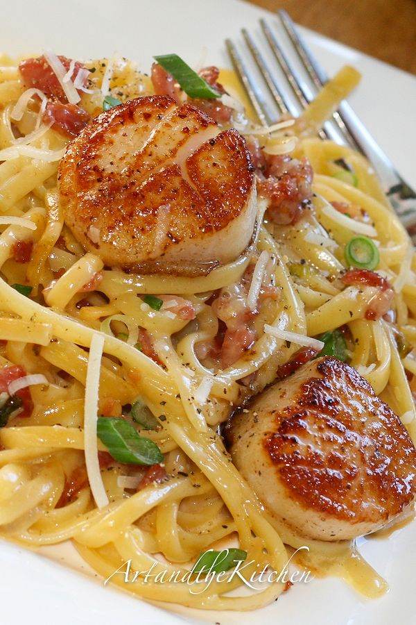 Carbonara with Pan Seared Scallops