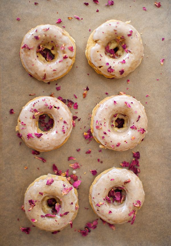 Cardamom and rose petal donuts