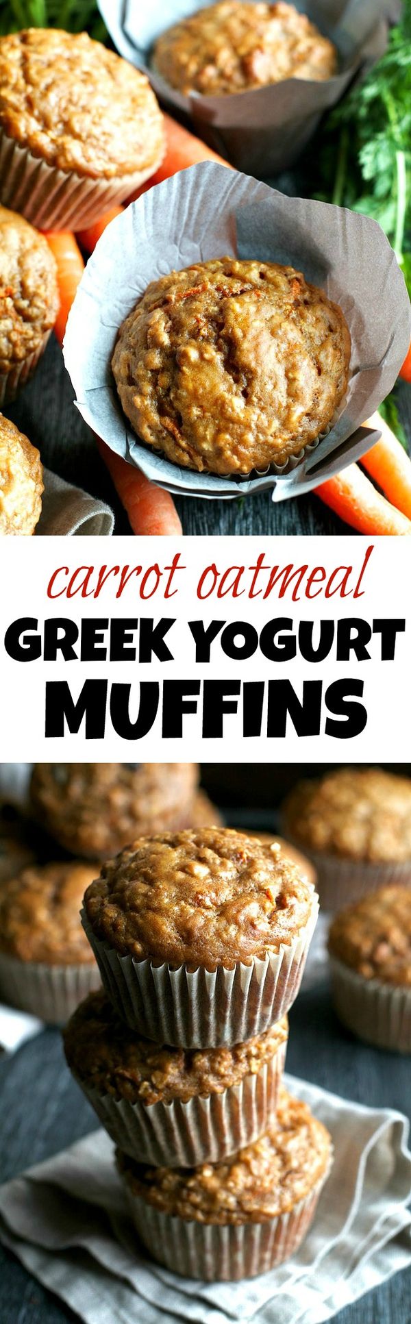 Carrot Oatmeal Greek Yogurt Muffins