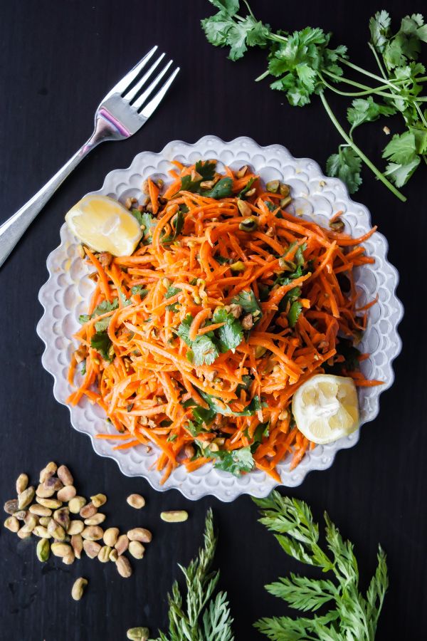 Carrot Salad with Coriander Vinaigrette and Pistachios