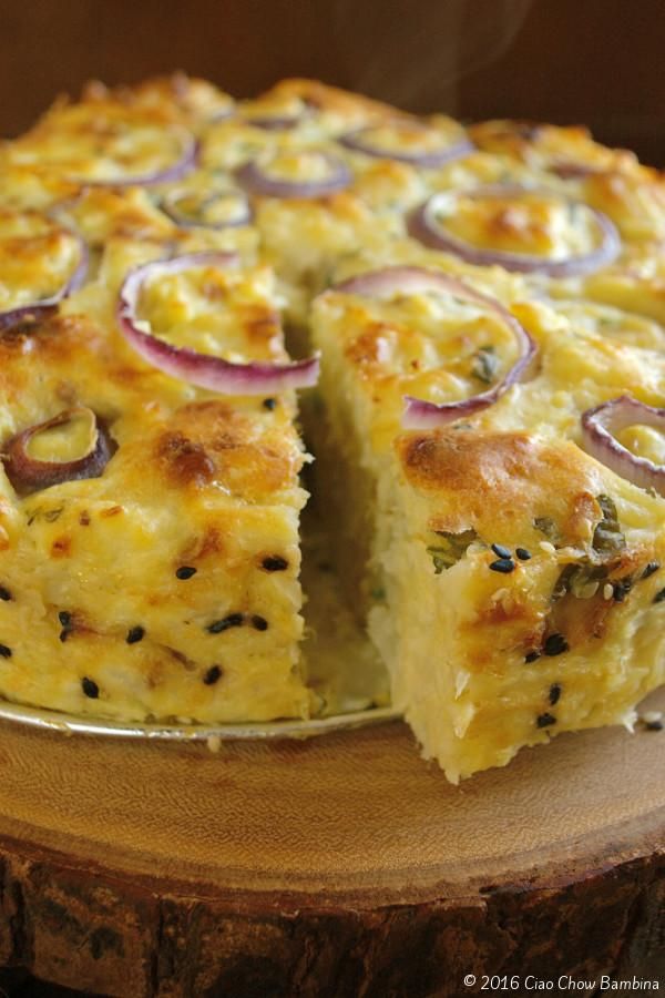 Cauliflower Cake with Pecorino Romano & Sweet Basil