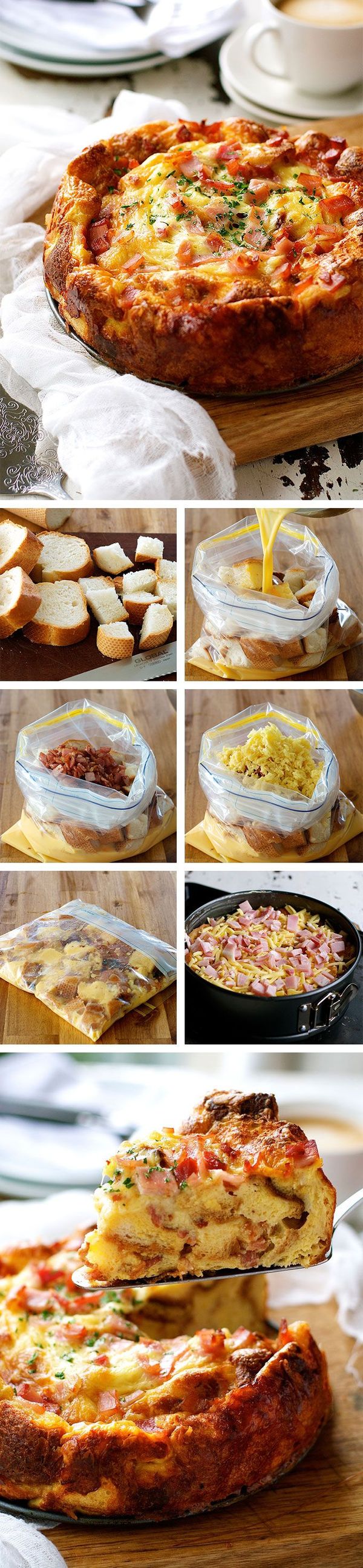 Cheese and Bacon Bread Bake Cake (Strata