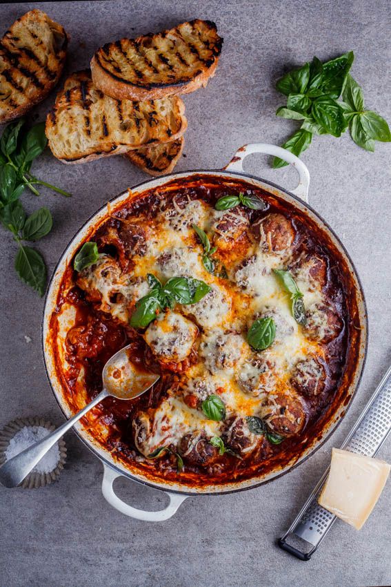 Cheesy baked meatballs