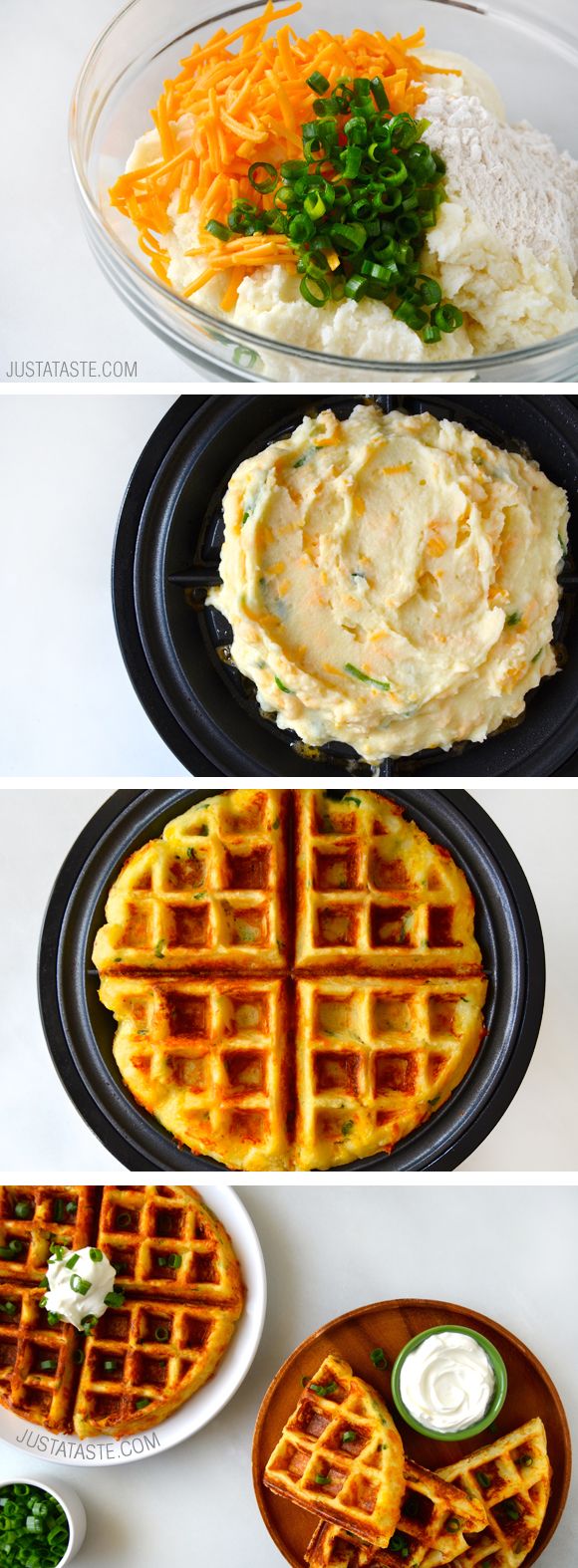 Cheesy Leftover Mashed Potato Waffles