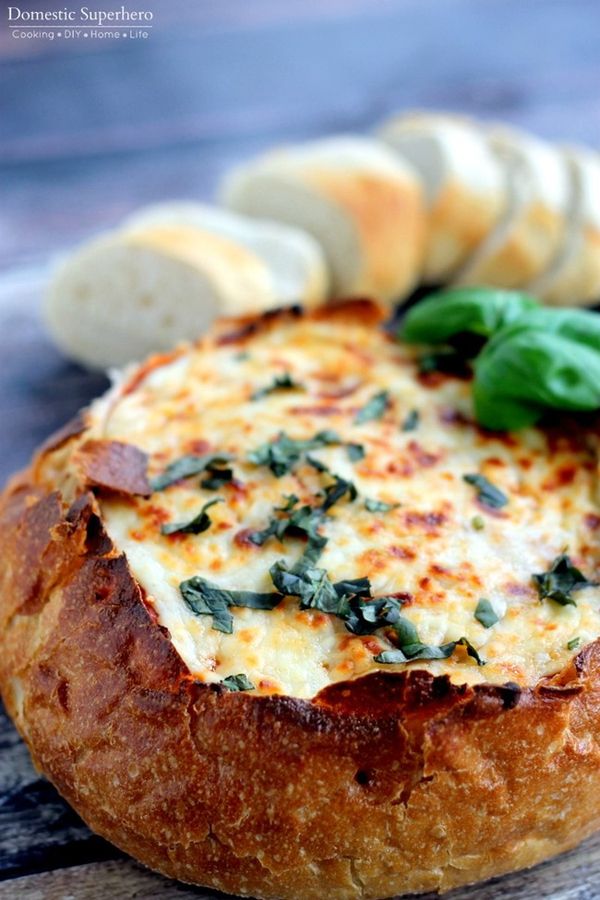 Cheesy Pizza Dip Bread Bowl