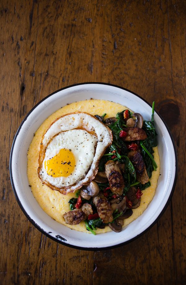 Cheesy Polenta Sausage Breakfast Bowl